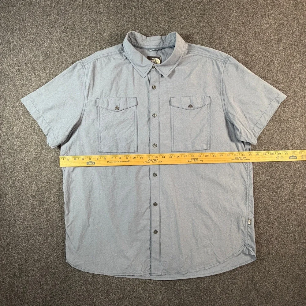 The North Face Mens XXL Blue Gray Short Sleeve Button Down Utility Hiking‎ Shirt